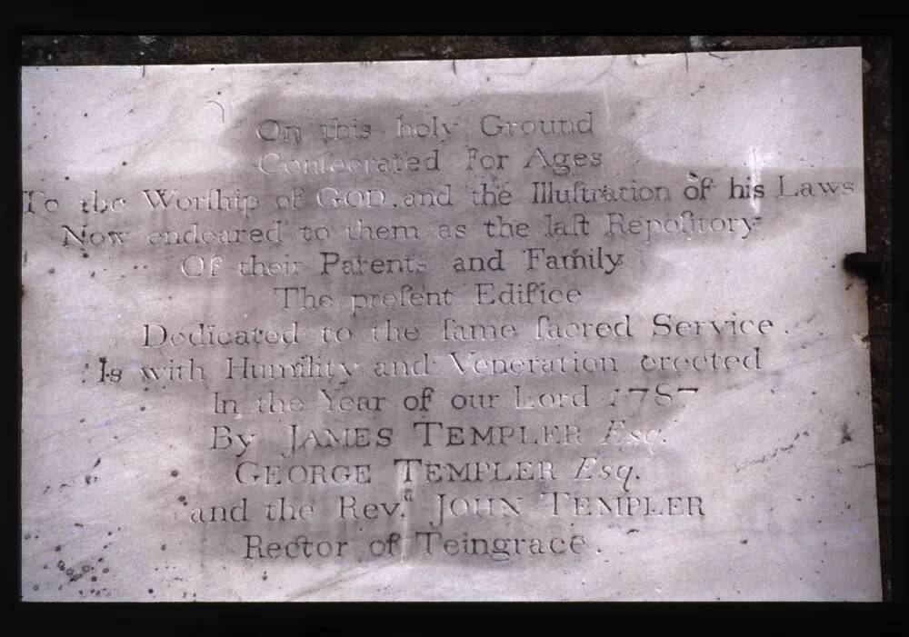 Teigngrace church - plaque