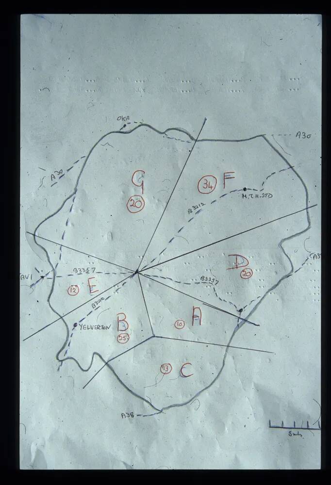 Map of Dartmoor Crosses used by Bill Harrison in his book "Dartmoor Stone Crosses".