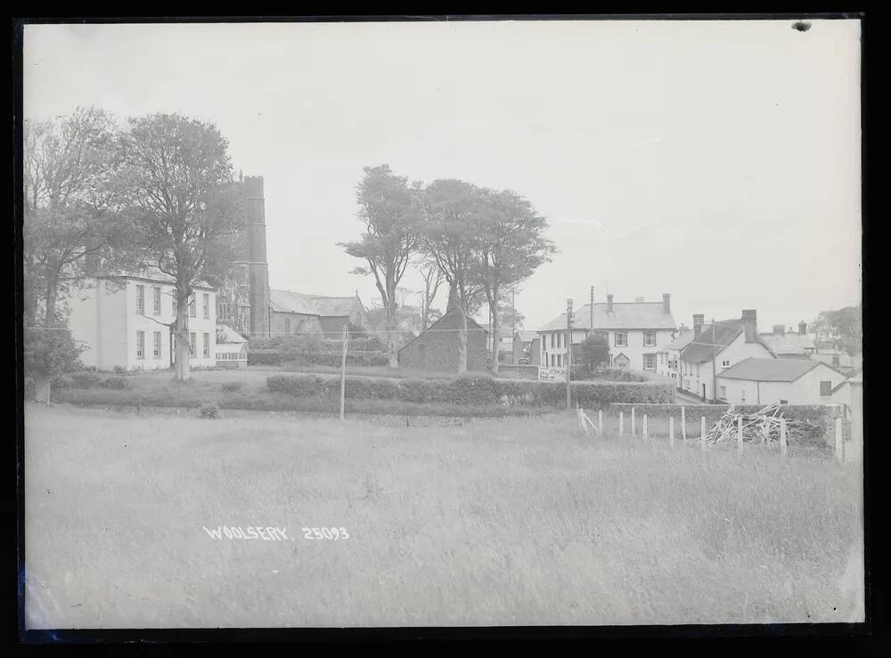 View of church from fields, Woolfardisworthy, West