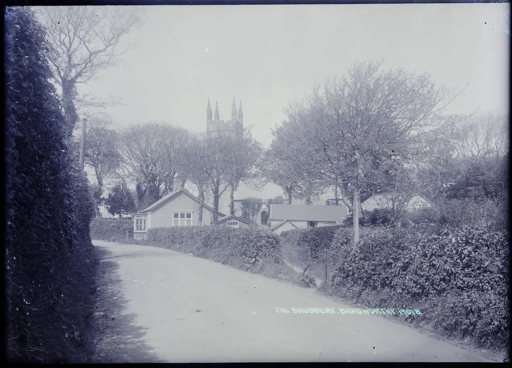 'The Shrubbery' and church, Bradworthy