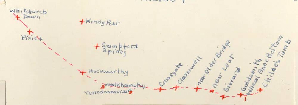 Sketch map of cross locations along the Monks Path