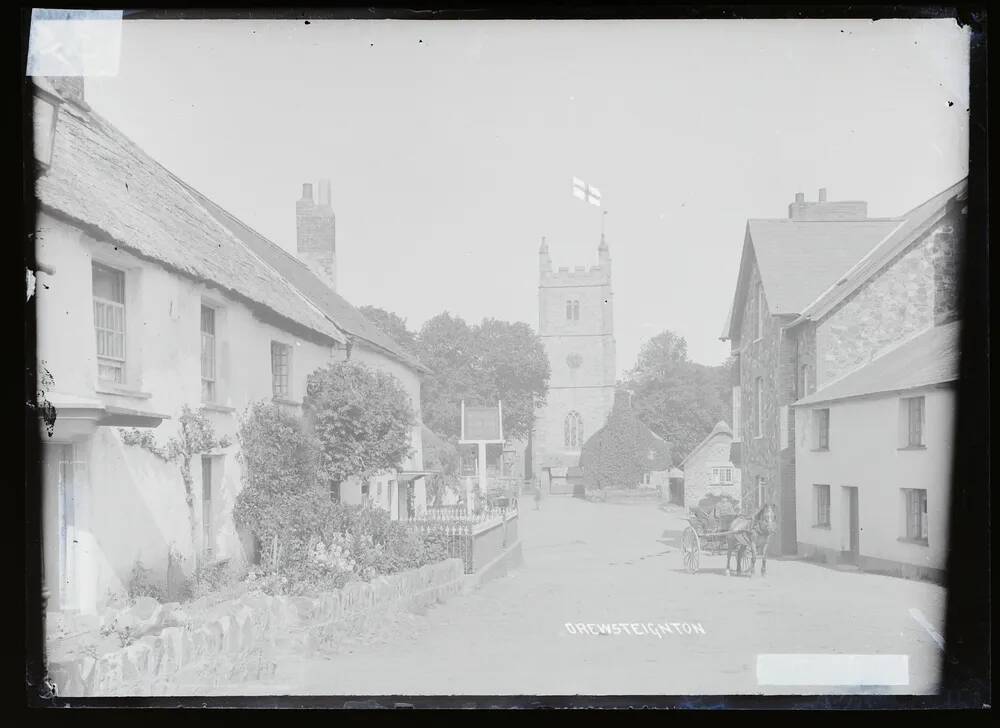 Church + street view, Drewsteignton