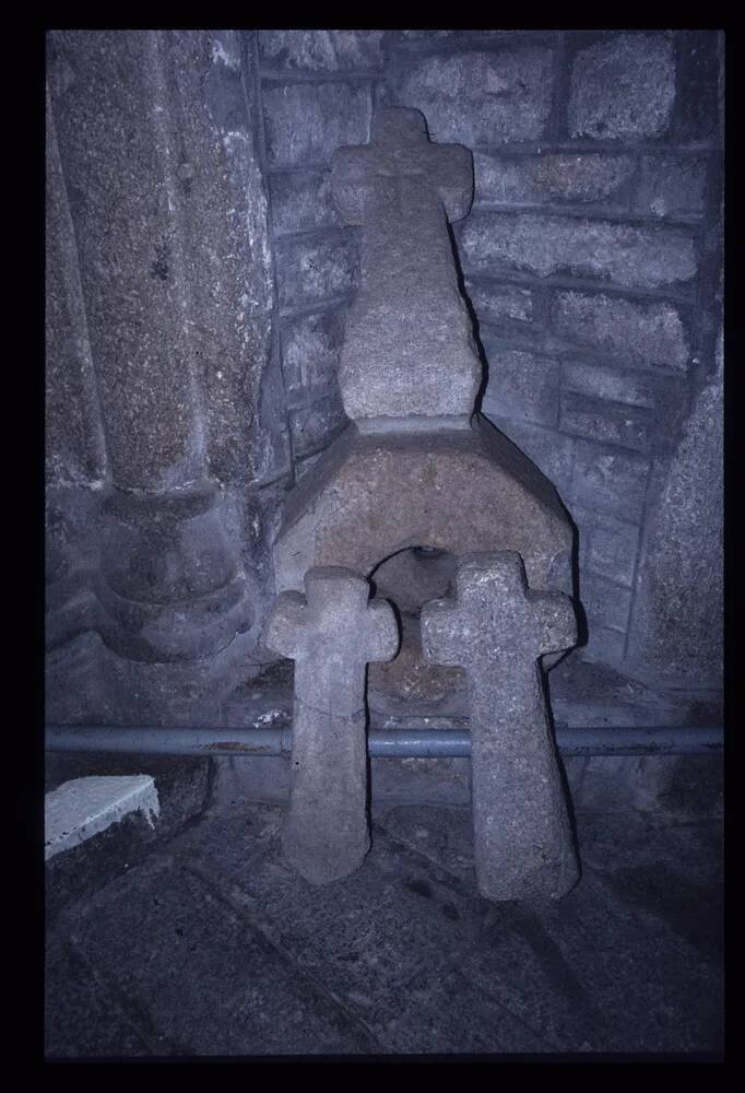 Cross and socket stone in Widecombe church