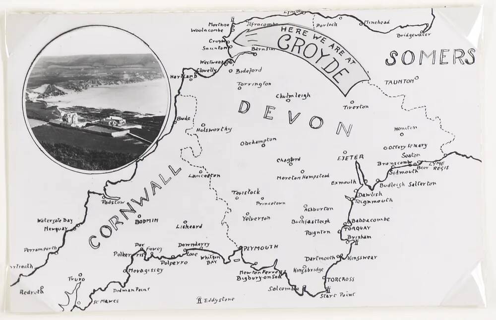 Postcard map of Croyde bay