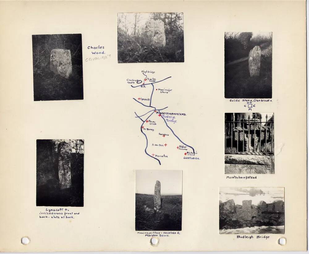 A page from J.H.Boddy's album of Dartmoor photographs of crosses. 