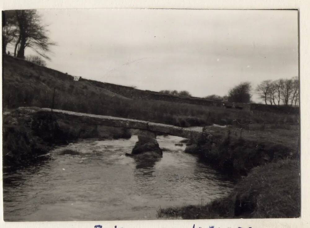 Clapper bridge over Blackbrook River, in Prison enclosures