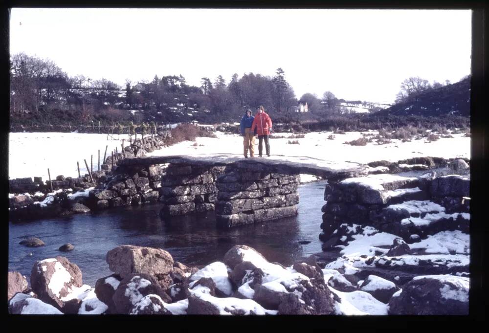 Postbridge Clapper  Bridge in Snow