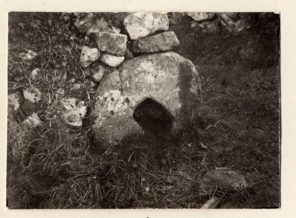 Socket stone of a cross, at Leigh Bridge, Teigncombe.