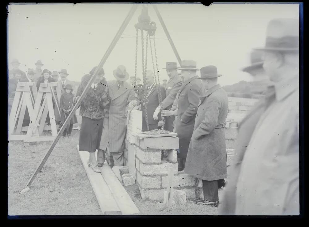 Mayor laying foundation stone, Dawlish