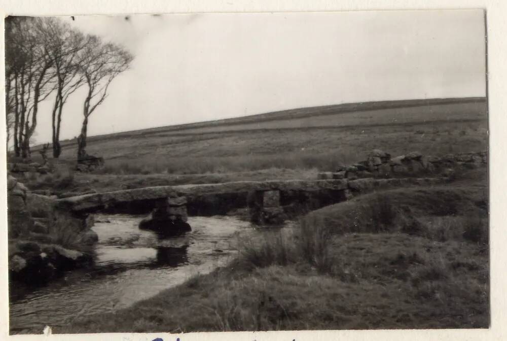 Clapper bridge over Blackbrook River, in Dartmoor Prison enclosures