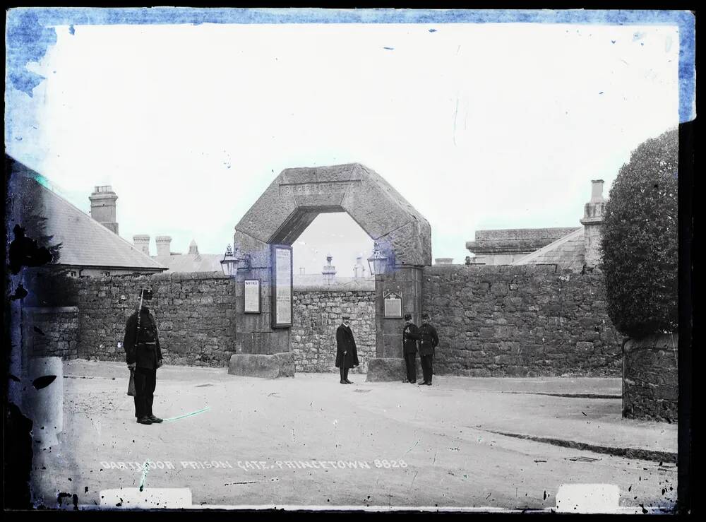 Princetown Prison: gate + armed warder, Lydford (Princetown)