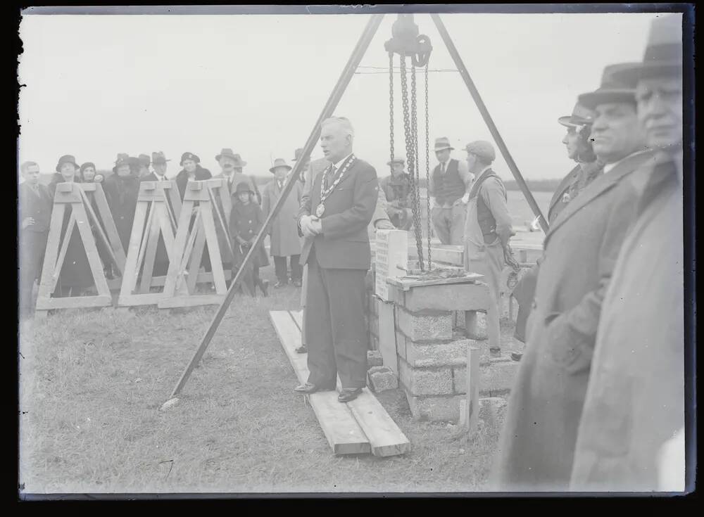 Mayor laying foundation stone, Dawlish