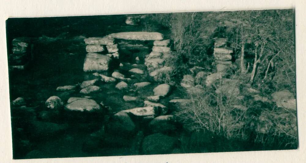 Clapper bridge over East Dart River at Dartmeet