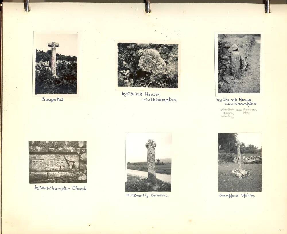 A page from an album on Dartmoor: a selection of photographs of crosses