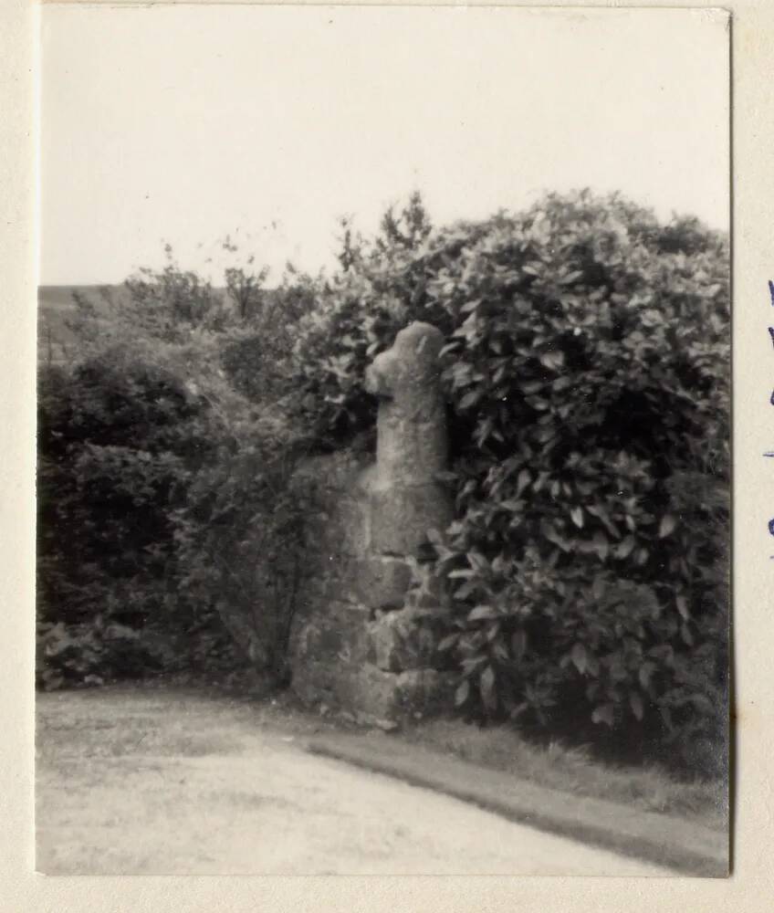 Stone Cross in Widecombe Vicarage Garden.