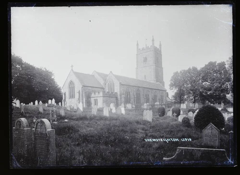 Church and churchyard from north east, Drewsteignton