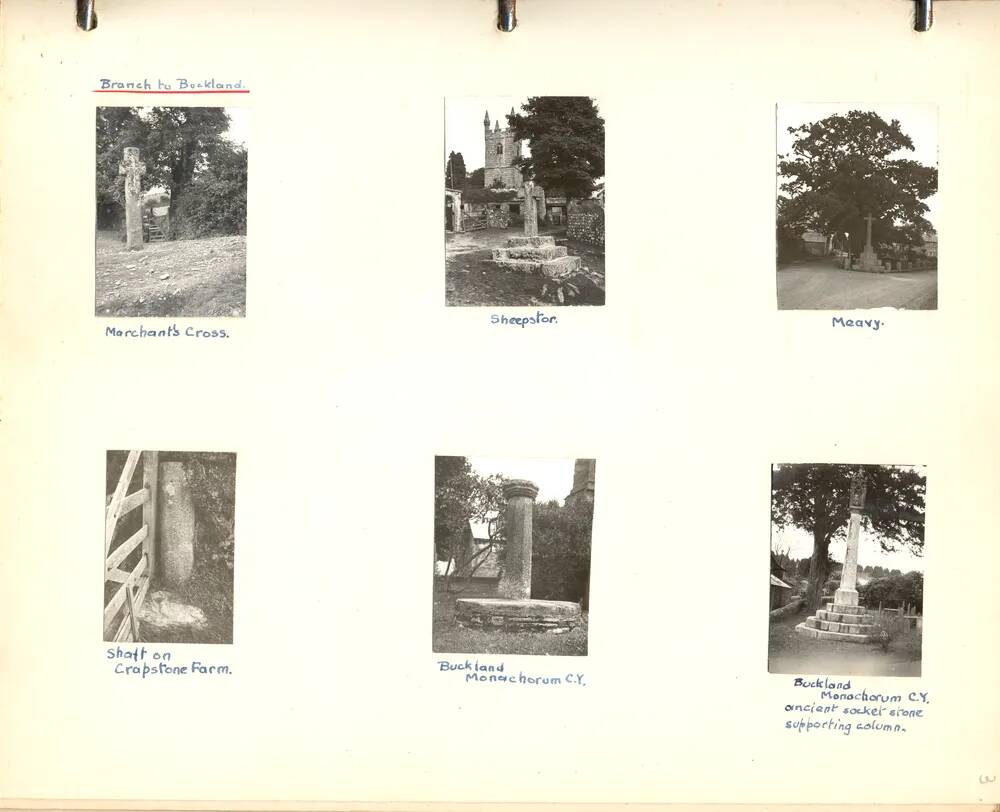 A page from an album on Dartmoor: Photographs of crosses and socket stones taken along the Abbots Wa