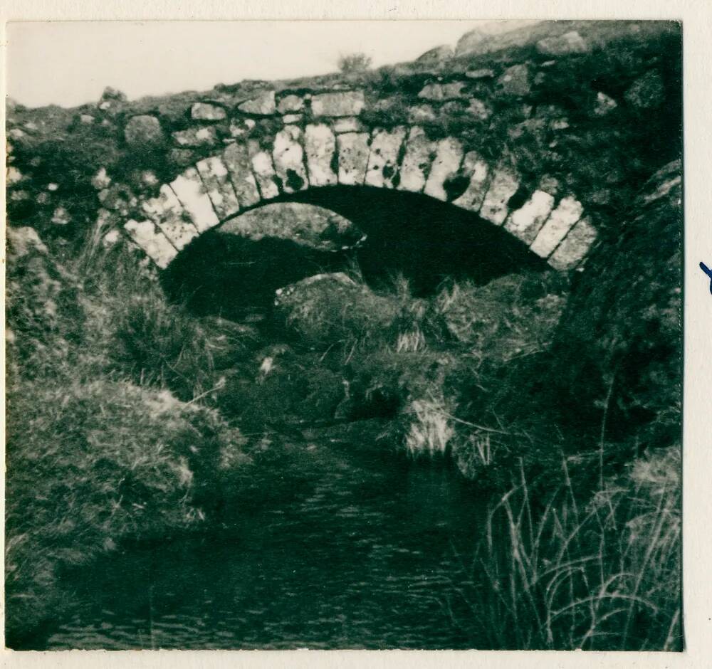 Dry stone bridge used by the Princetown Railway to cross Yes Tor Brook