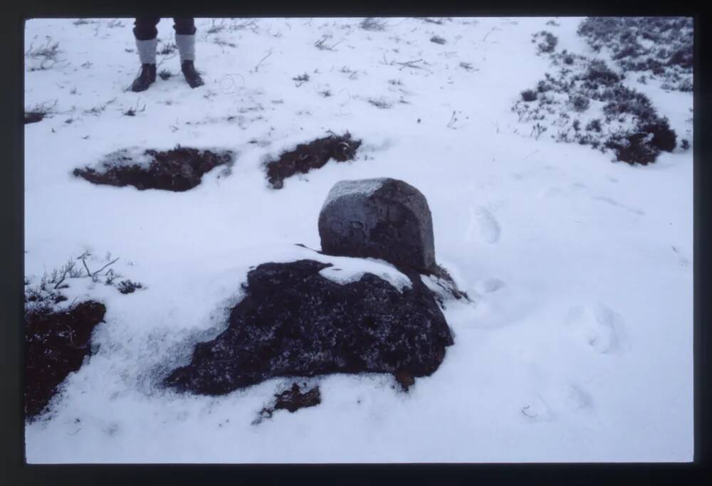 Grey Wether Boundary Stone in Snow