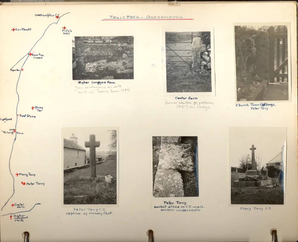 A page from an album on Dartmoor: a selection of photographs of crosses between Tavistock and Okeham