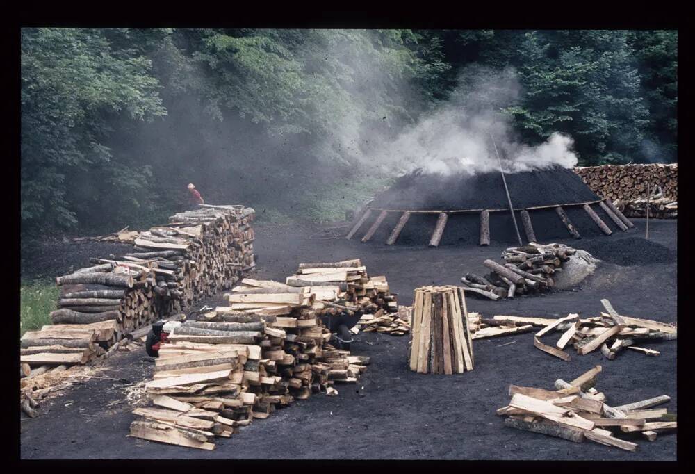 Demonstration model of a charcoal-producing stack or meiler