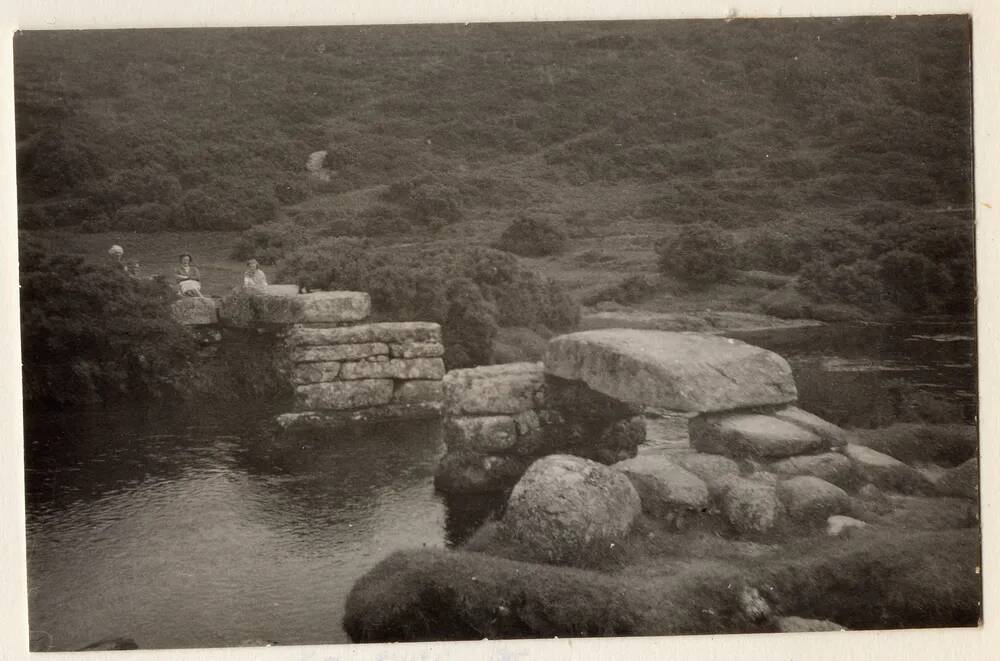 Stone clapper bridge over East Dart River at Bellever