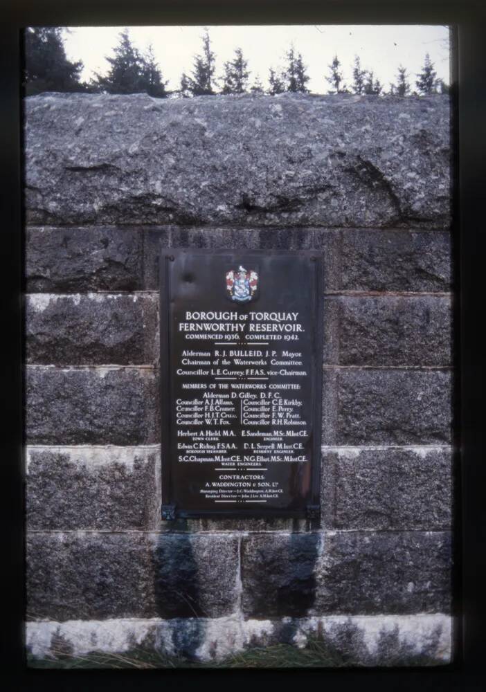 Plaque at Fernworthy reservoir