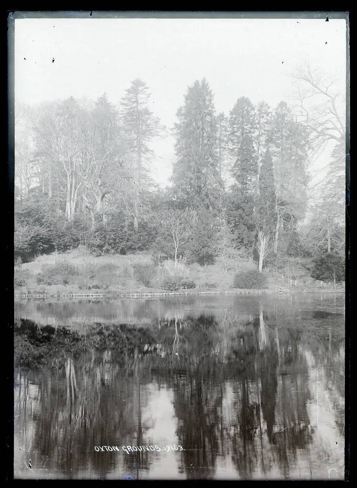 Oxton grounds, reflections in lake, Kenton